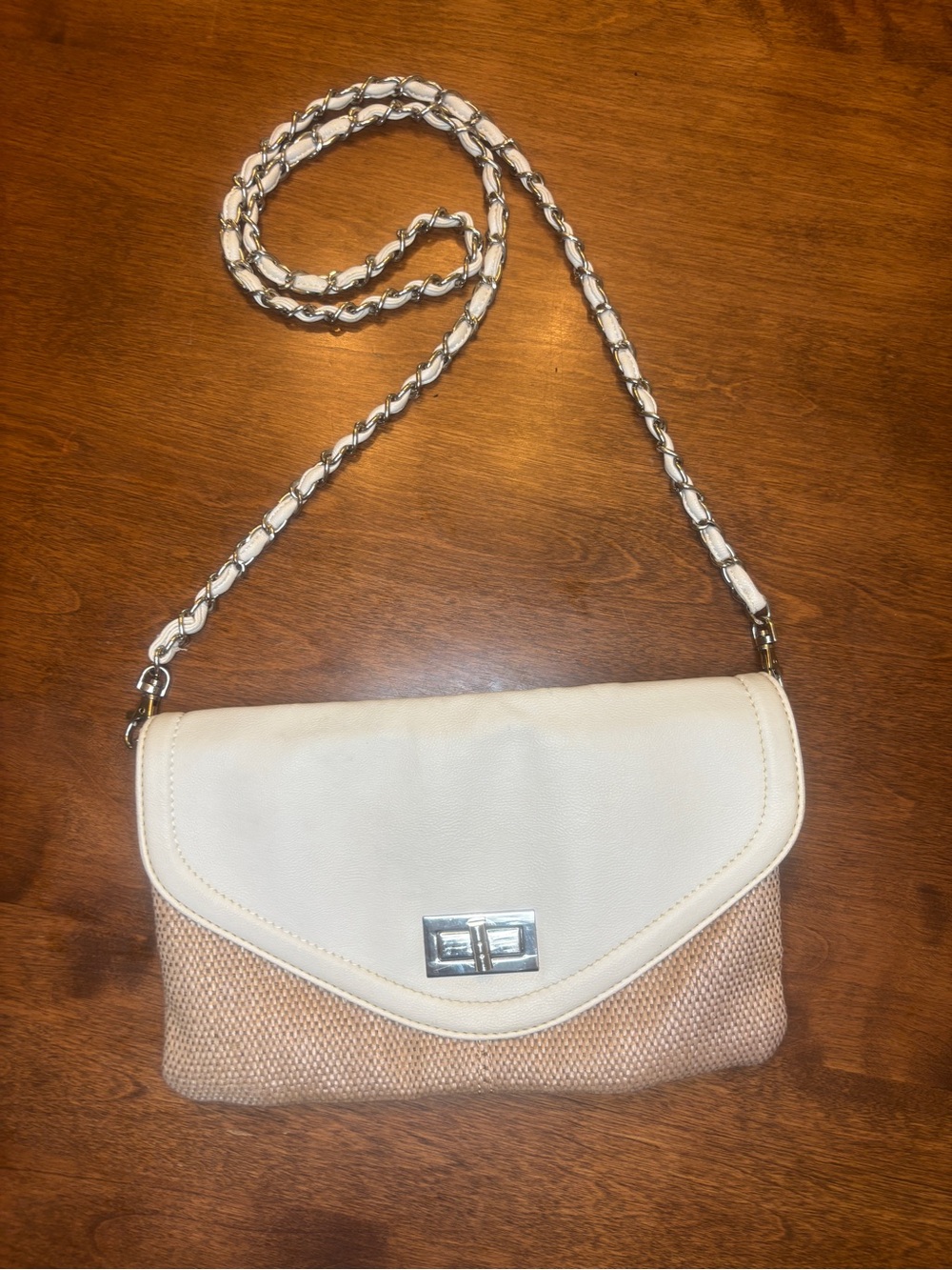 Apt. 9 Cream & Tan Chain Crossbody Shoulder Bag
